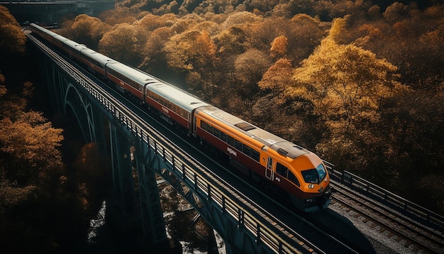 ripresa aerea del treno sulla fotografia del viadotto