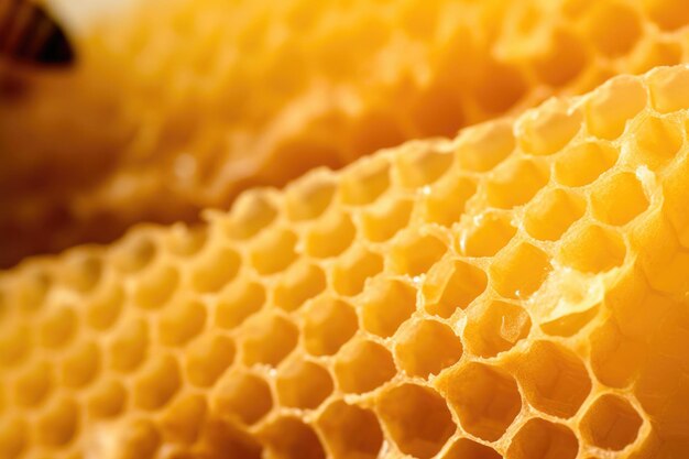 Ripresa macro di texture cera d'api in luce naturale creata con intelligenza artificiale generativa