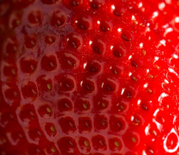 Ripresa macro su una fragola, ideale per la consistenza