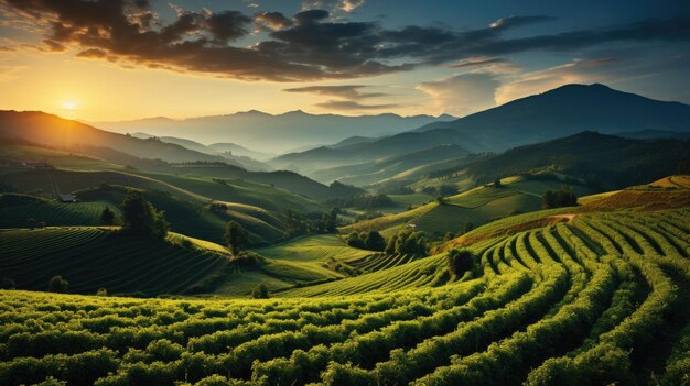 Risaie panoramiche su terrazzamenti