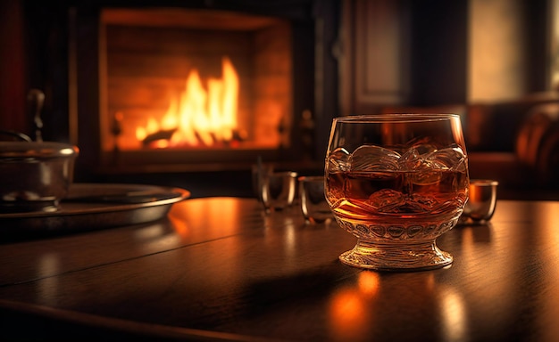 riscaldare un drink con whisky e fuoco