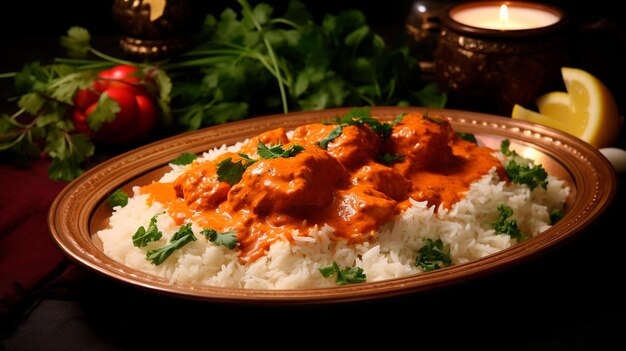 riso al curry indiano tradizionale con pollo