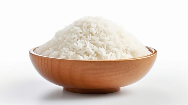 riso bollito isolato su sfondo bianco