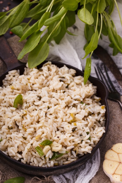 riso in padella con gli spinaci e l&#39;aglio