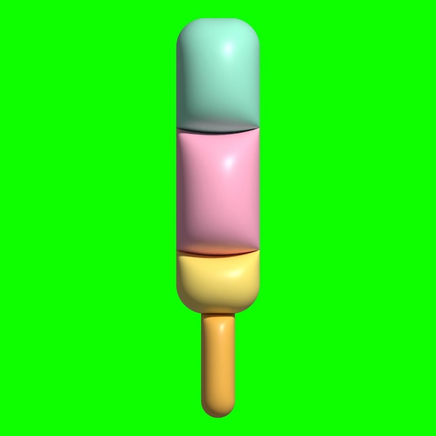 Risorse grafiche del gelato 3D con sfondo Greenscreen