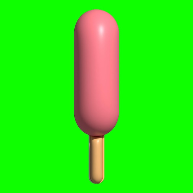 Risorse grafiche del gelato 3D con sfondo Greenscreen