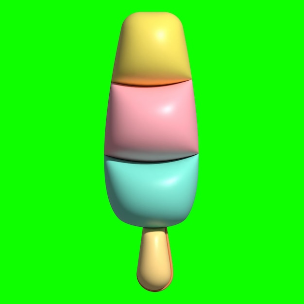 Risorse grafiche del gelato 3D con sfondo Greenscreen