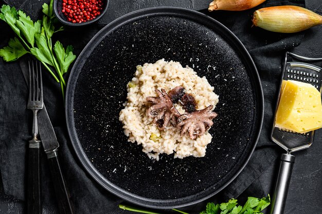 Risotto italiano con polpo e funghi