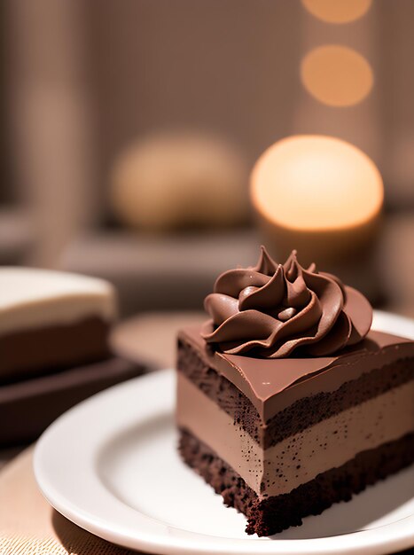 Ristorante accogliente con dessert al cioccolato dettagliato