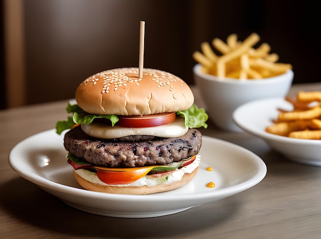 Ristorante accogliente con hamburger e dettagli realistici