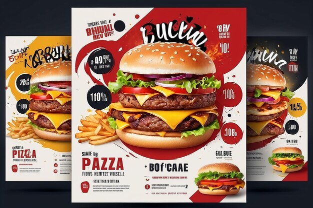 Ristorante cibo a sconto Burger Flyer Design Menu di oggi serpente annuncio di pasto cinese Template