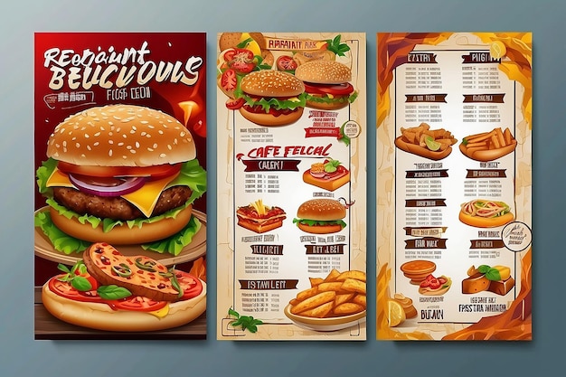 Ristorante Cibo delizioso Flyer Design Menu di oggi Menu cinese Cover burger fast food brochure