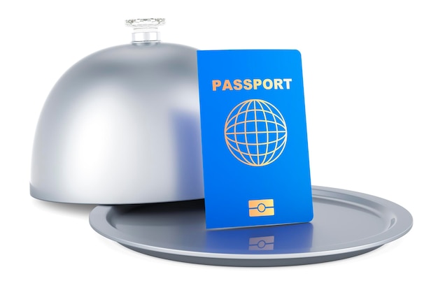 Ristorante cloche con passaporto rendering 3D