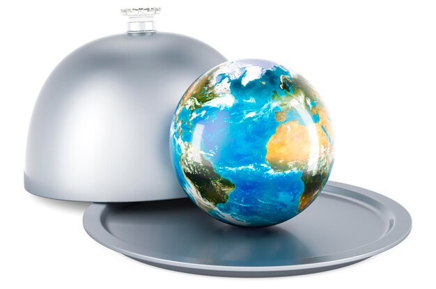 Ristorante cloche con rendering Earth Globe 3D