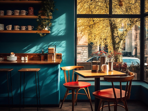 Ristorante d'interno colorato