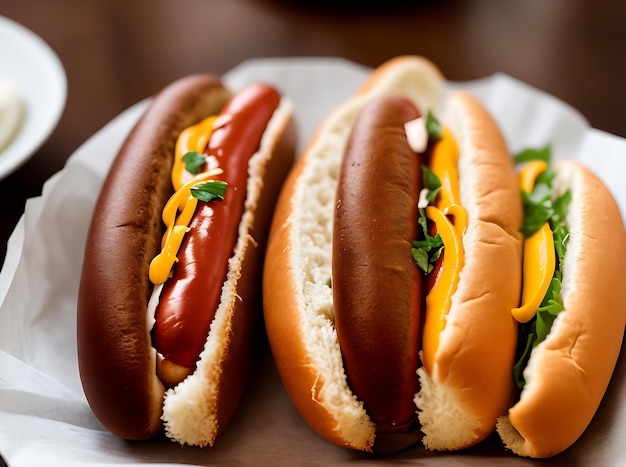 Ristorante dall'atmosfera accogliente con hot dog realistico