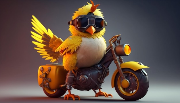 Risvegliare Fun Cool Chicken in una motocicletta giocattolo truccata