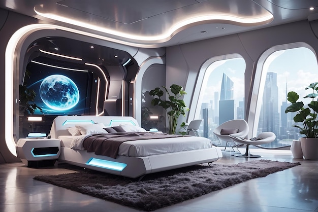 Ritiro di realtà virtuale Progetta una camera da letto futuristica per giochi coinvolgenti
