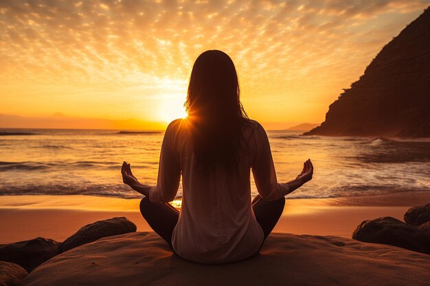 Ritorni di yoga sulla spiaggia tropicale