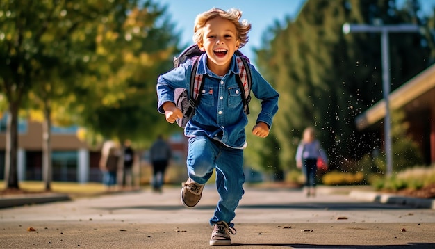 Ritorno a scuola concetto educativo gioioso e felice