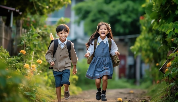 Ritorno a scuola concetto educativo gioioso e felice