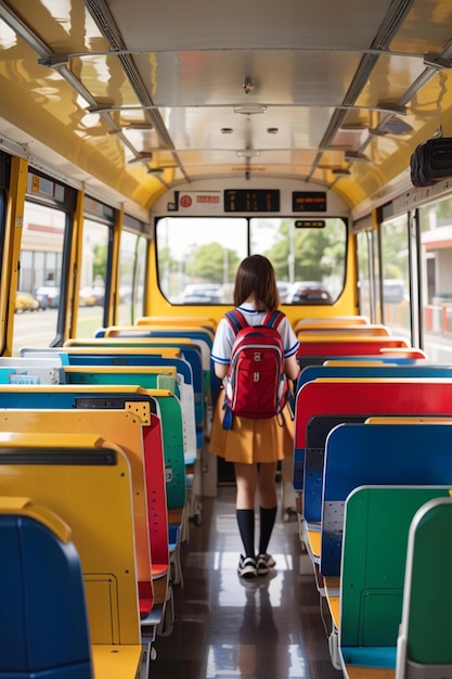 Ritorno a scuola in autobus autobus scolastico studenti