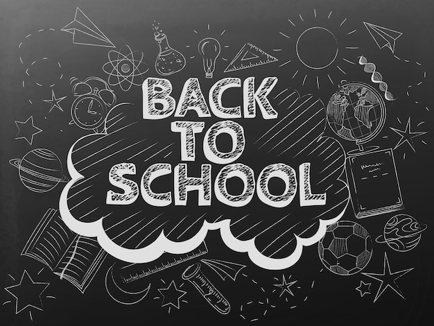 Ritorno a scuola, set scolastico, consiglio scolastico nero, consiglio scolastico bianco, disegni per bambini, disegni semplici
