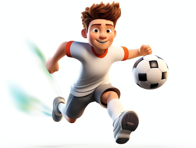 Ritratti dei personaggi 3d Pixar del giovane atleta di calcio