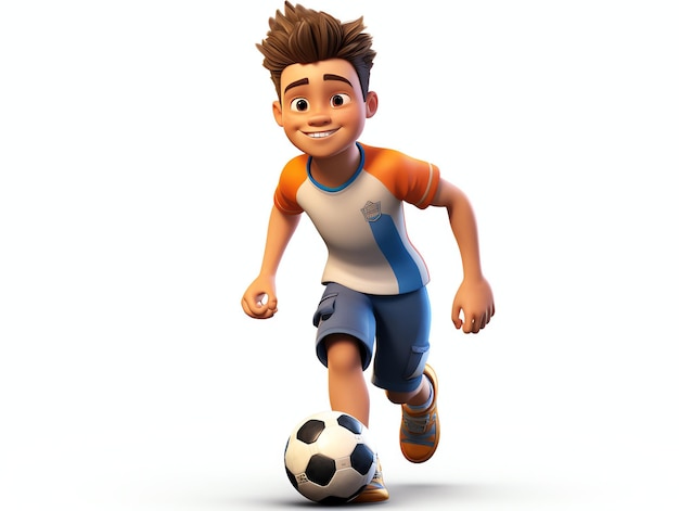 Ritratti dei personaggi 3d Pixar del giovane atleta di calcio