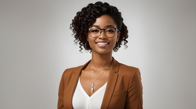 Ritratti di donne d'affari nere con gli occhiali sorridenti