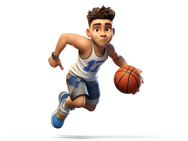 Ritratti di personaggi 3D di giovani atleti di basket