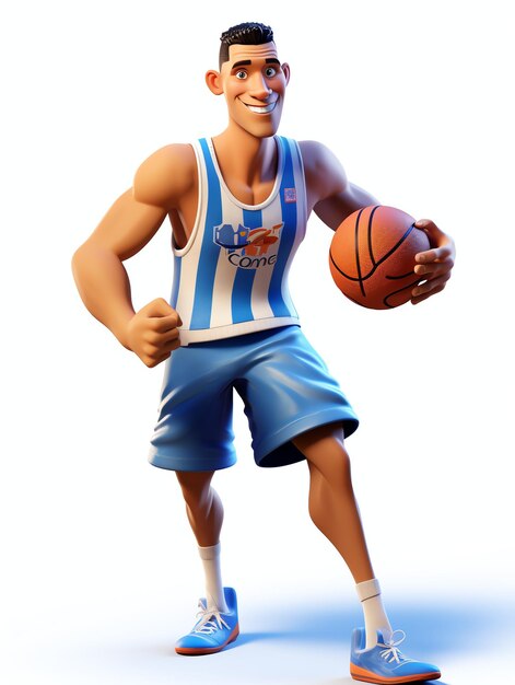 Ritratti di personaggi 3D di giovani atleti di basket