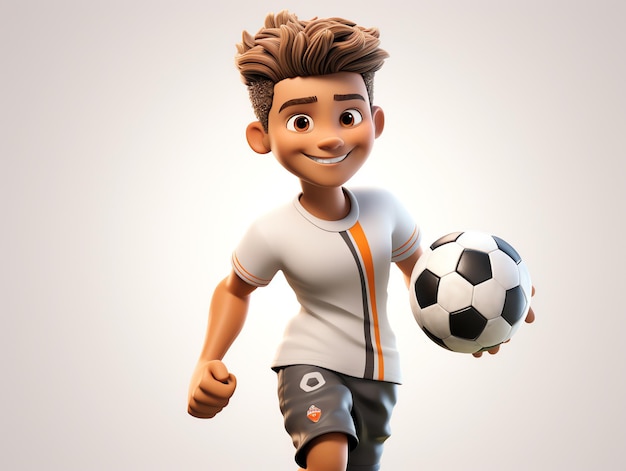 Ritratti di personaggi 3D di giovani atleti di calcio