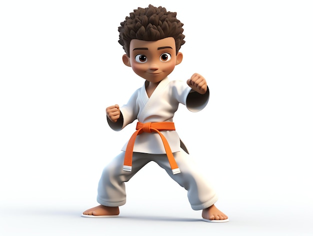 Ritratti di personaggi 3D di giovani atleti di karate