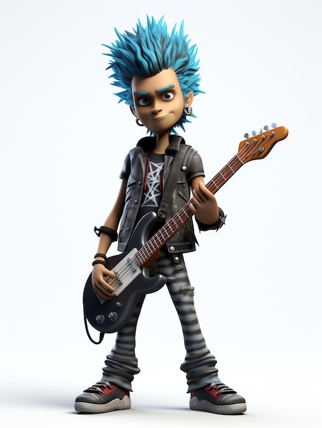 Ritratti di personaggi pixar 3d di punk