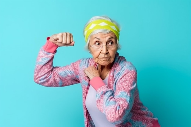 Ritratti divertenti della nonna Una donna anziana vestita elegante per un evento speciale moda nonna m