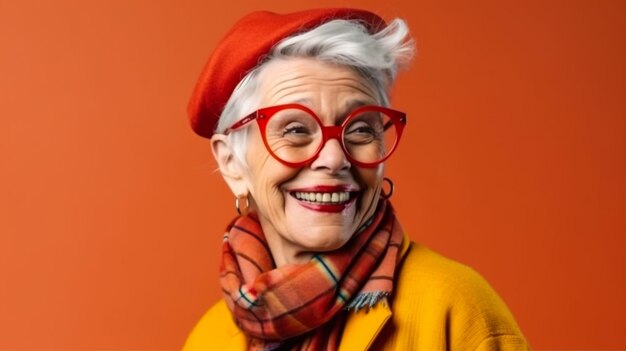 Ritratti divertenti della nonna Una donna anziana vestita elegante per un evento speciale moda nonna m