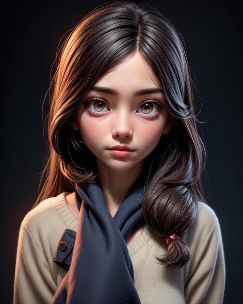 Ritratto 3D di una bella giovane donna