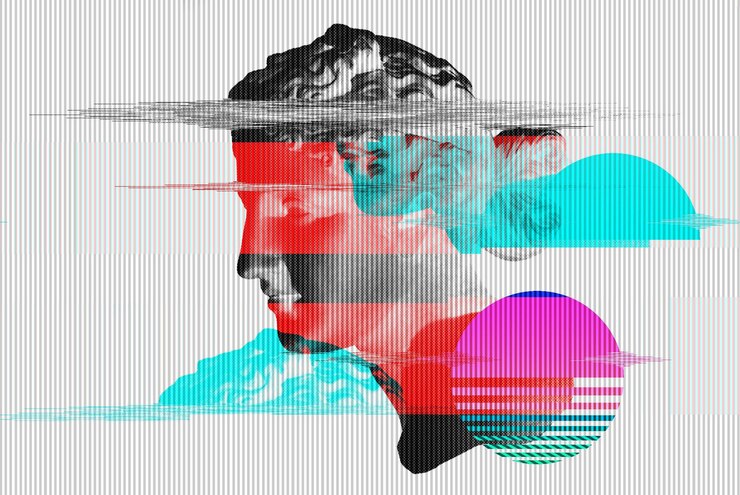 Ritratto 3d di una venera con effetto glitch Stile cyberpunk Realtà virtuale