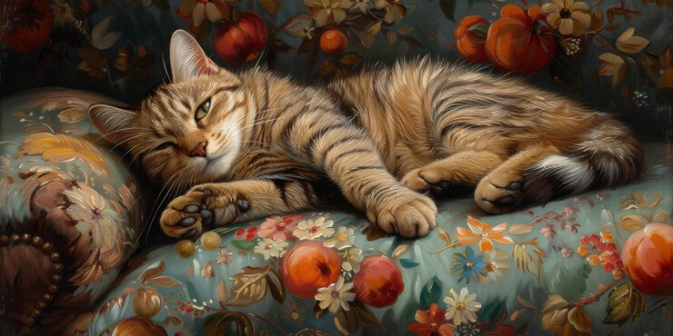 Ritratto a olio di gatto in toni multicolori pittura astratta concettuale pittura in primo piano pittura a olio