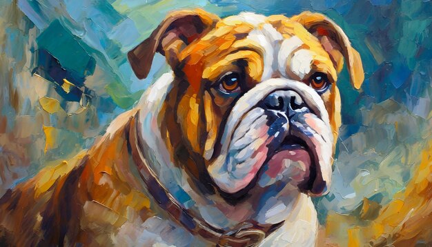 Ritratto a olio di un bulldog inglese