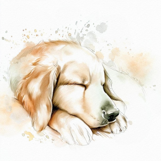 Ritratto ad acquerello di armonia pastello di un cane Golden Retriever