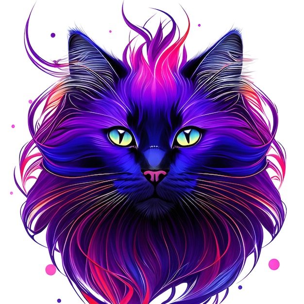 Ritratto artistico in stile neon chiaro di un gatto IA generativa