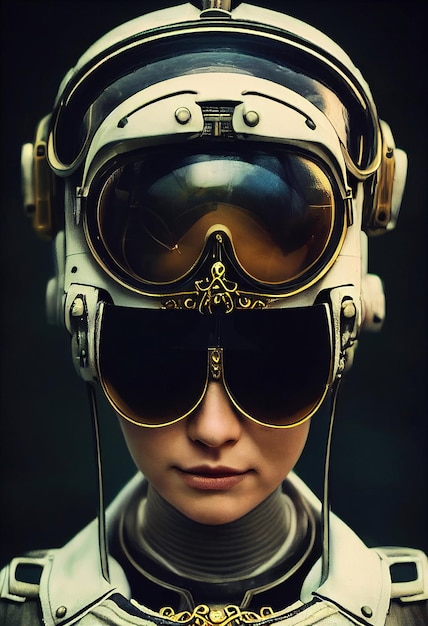 Ritratto astratto di un astronauta fantasy Uomo futuristico Hightech Concetto di realtà virtuale