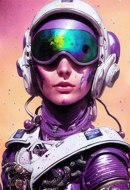 Ritratto astratto di una ragazza cyberpunk fantasy Donna futuristica high-tech dal futuro