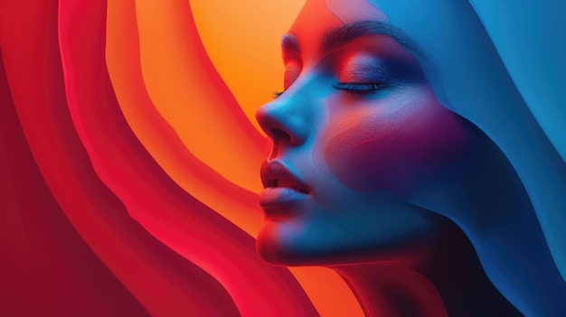 ritratto astratto multicolore foto a testa poster copertina design illustrazione arte digitale concettuale