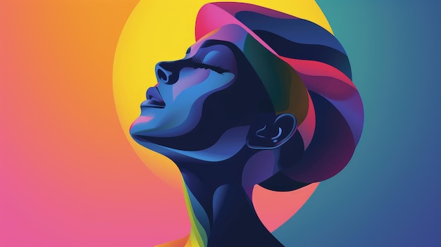 ritratto astratto multicolore foto a testa poster copertina design illustrazione arte digitale concettuale
