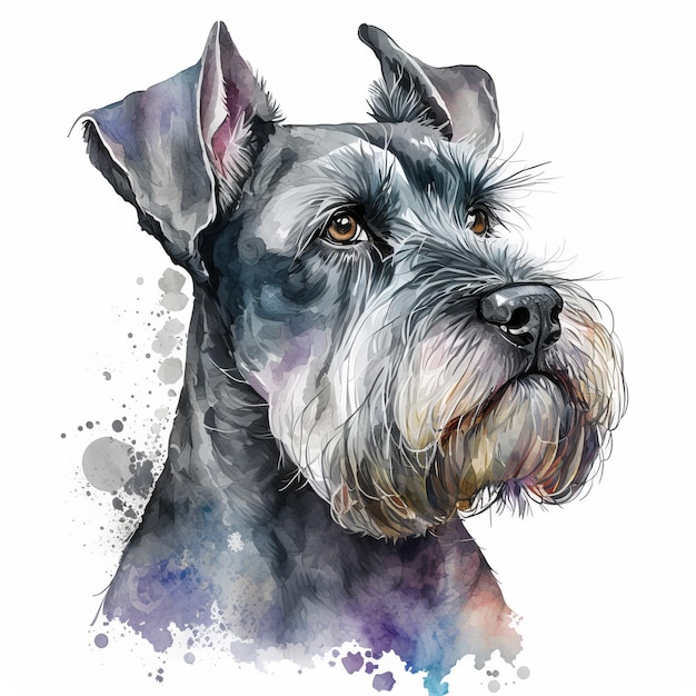 Ritratto cane border terrier pittura ad acquerello IA generativa