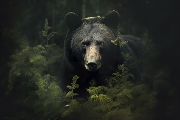ritratto d'arte di un orso nella foresta