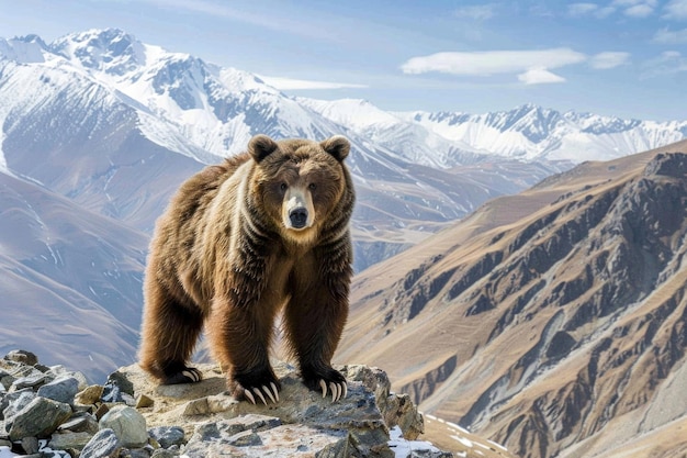 Ritratto da vicino di un orso Tian Shan con gli artigli bianchi nel suo habitat naturale